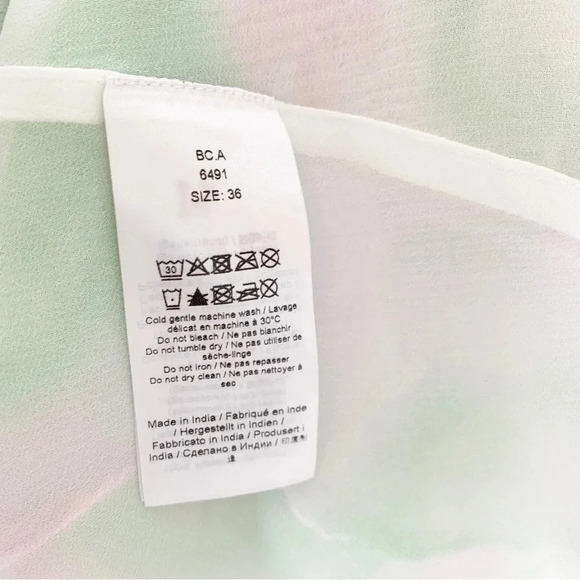 Ganni Floral Pleated Layered Mini Dress Pink and Green Size S NWT - Picture 9 of 16